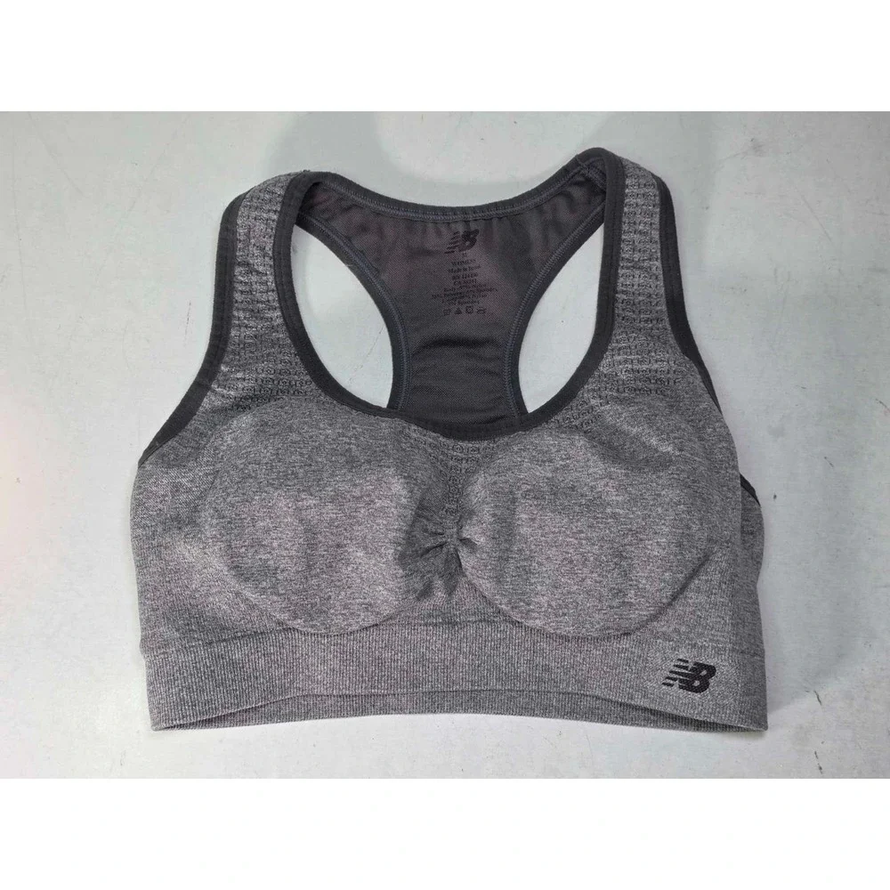 New Balance Women's Sports Bra‎ Size M Gray Reversible Racerback Gym Athletic